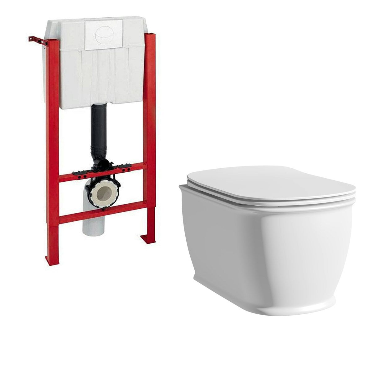 The Bath Co. Beaumont wall hung toilet with soft close seat and wall mounting frame