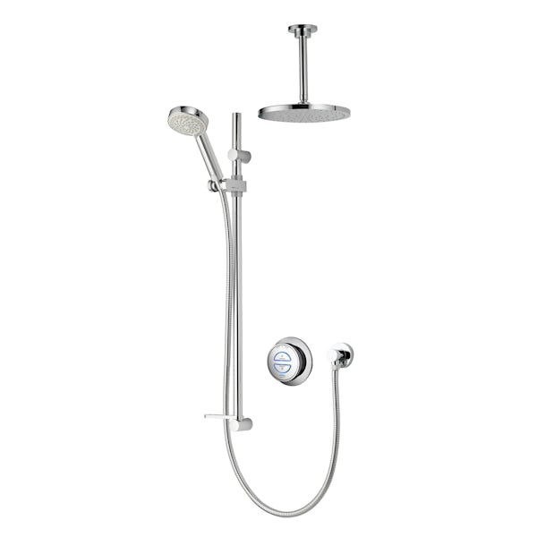 Aqualisa Quartz Smart concealed digital shower pumped with ceiling fixed shower head