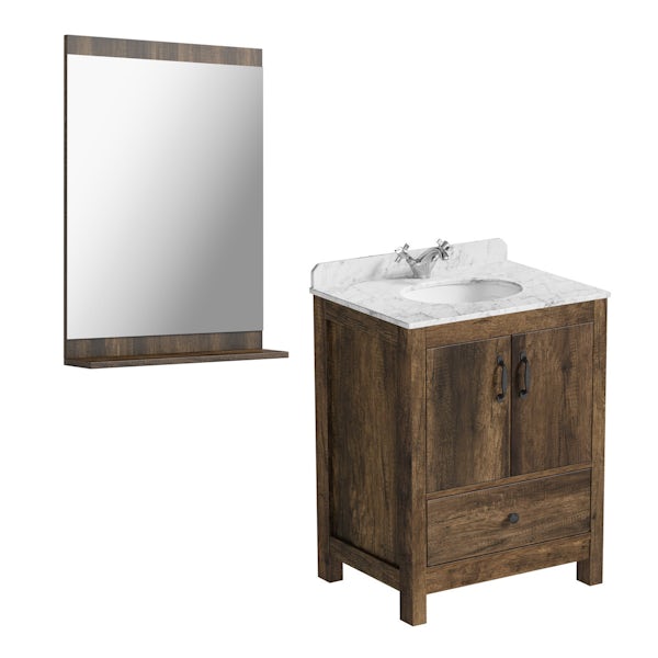The Bath Co. Dalston vanity unit and white marble basin 650mm with mirror