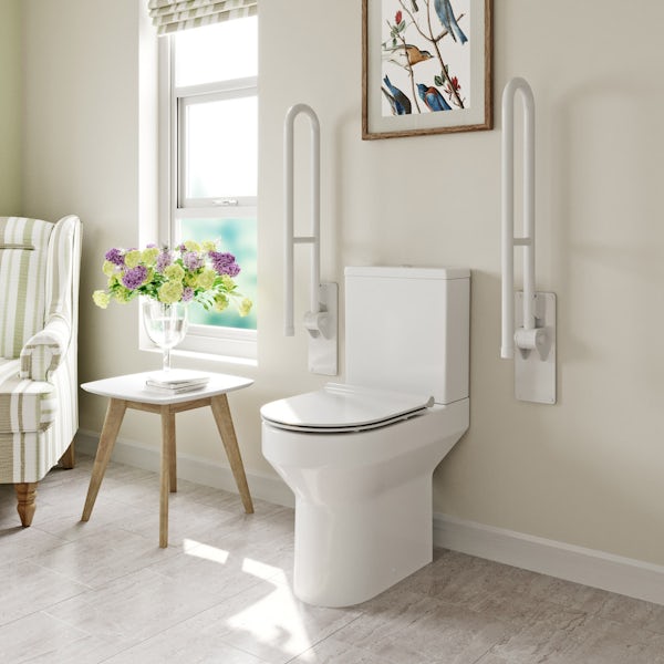 Orchard Wharfe comfort height close coupled toilet with soft close slim seat with pan connector