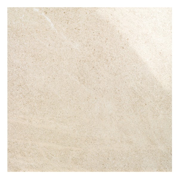 Alden lux cream stone effect gloss wall and floor tile 600mm x 600mm