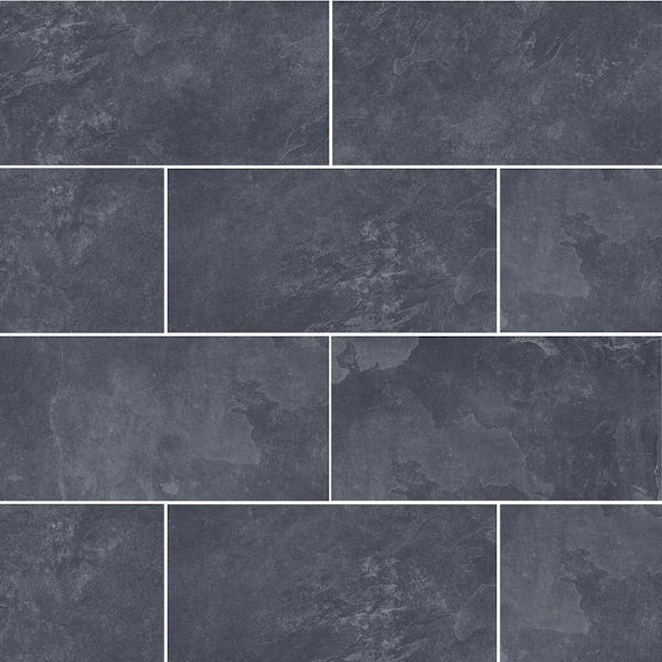 Calcolo Fjord anthracite glazed porcelain wall and floor tiles 308mm x 615mm