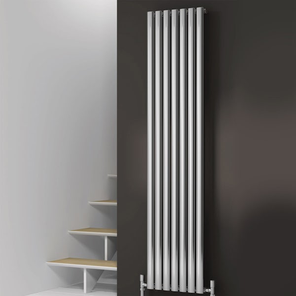 Reina Neva chrome single vertical steel designer radiator