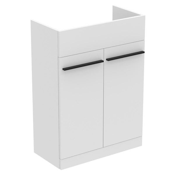 Ideal Standard i.life A matt white combination unit with back to wall toilet, concealed cistern and black handles 1200mm