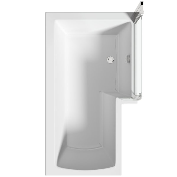 Mode L shaped right handed shower bath with 8mm hinged shower screen