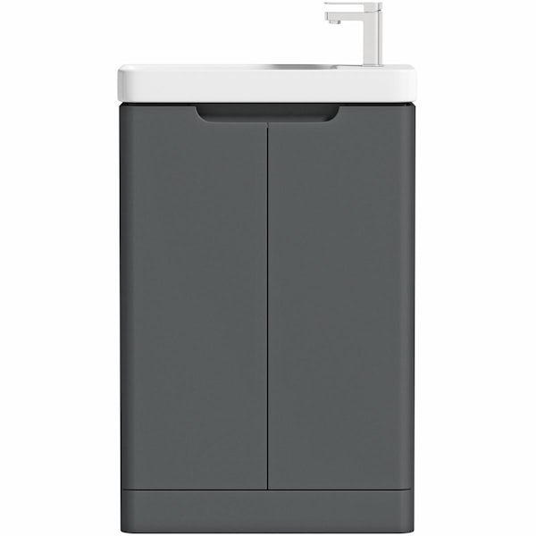 Mode Lois graphite cloakroom vanity unit and ceramic basin 550mm with tap