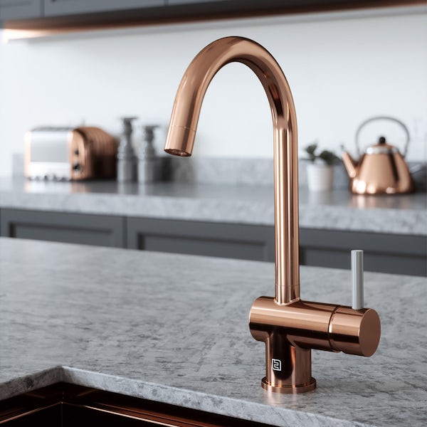 The Tap Factory Vibrance kitchen mixer tap with copper and anthracite grey finish