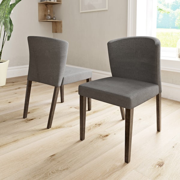Hudson walnut and dark grey pair of dining chairs