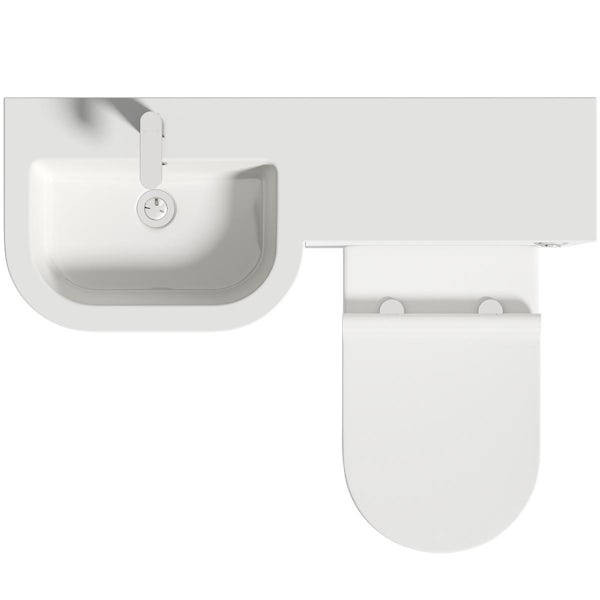 Mode Taw P shape gloss white left handed combination unit with back to wall toilet