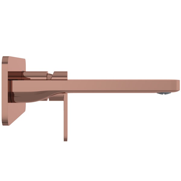 Mode Spencer square wall mounted rose gold basin mixer tap offer pack