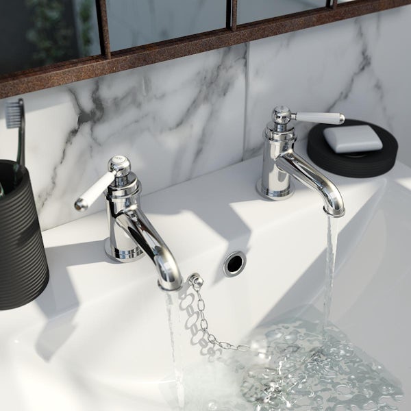 The Bath Co. Aylesford Vintage basin pillar taps with waste