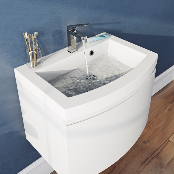 Mode Harrison snow furniture package with wall hung vanity unit 600mm