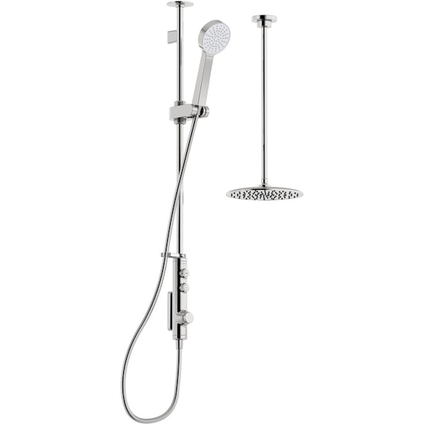 Aqualisa iSystem Smart exposed shower standard with adjustable handset and ceiling head
