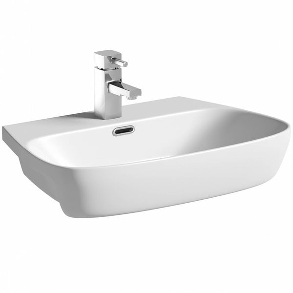Mode Foster 1 tap hole semi recessed countertop basin 600mm with tap