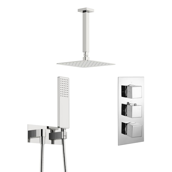 Kirke Connect concealed thermostatic mixer shower with ceiling arm and handset