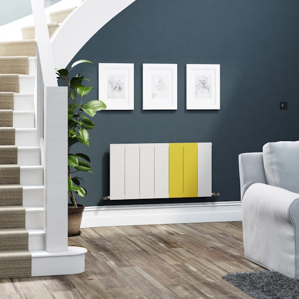 Terma Neo soft white and zinc yellow horizontal radiator 545 x 1050