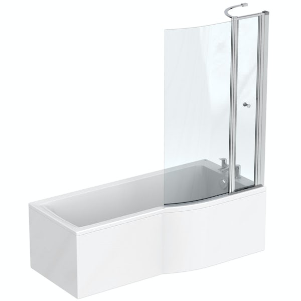 Ideal Standard Concept Air complete wood light grey furniture and right hand shower bath suite 1700 x 800