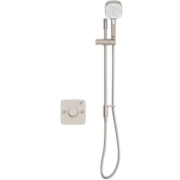 Mira Evoco brushed nickel dual thermostatic concealed mixer shower set with bathfill