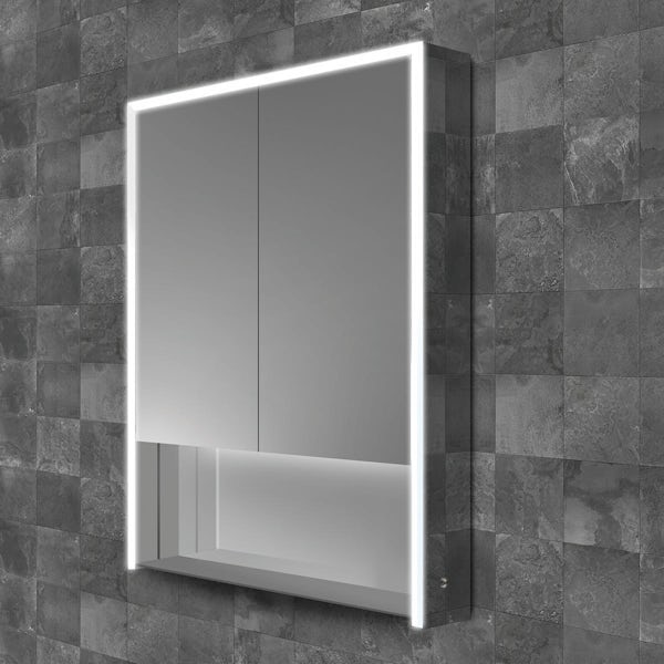 HiB Verve open shelf LED illuminated mirror cabinet 600 x 900mm