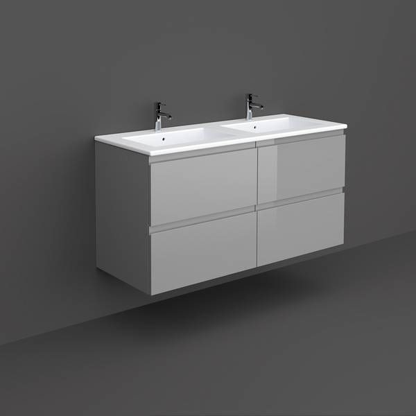 RAK Joy urban grey wall hung double vanity unit and basin 1210mm