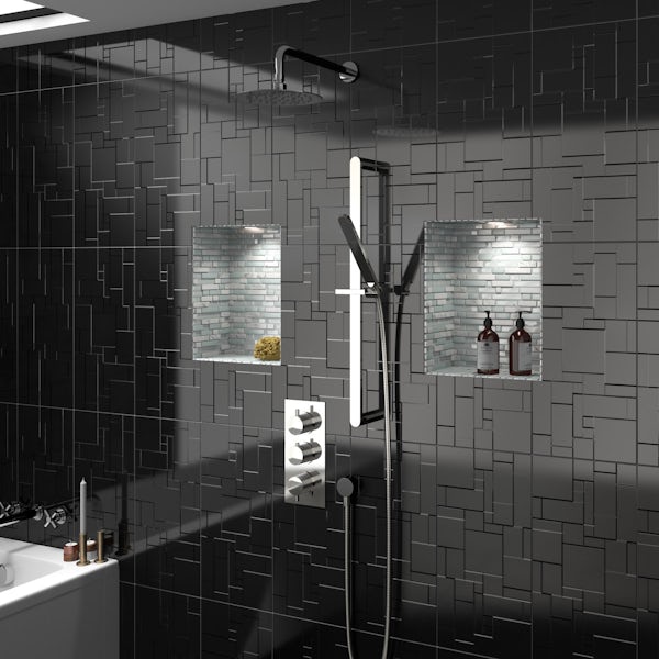 Mode Banks thermostatic shower valve with slider rail and wall shower set