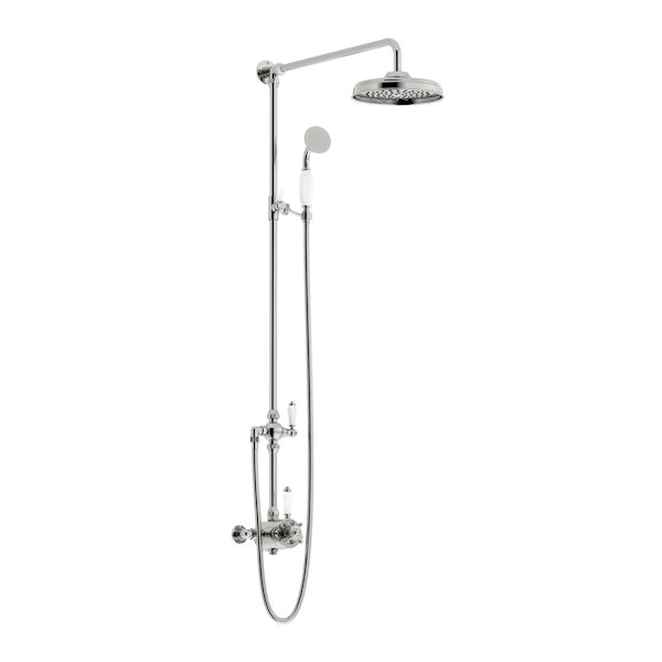 The Bath Co. Winchester pivot shower door suite with taps and shower system