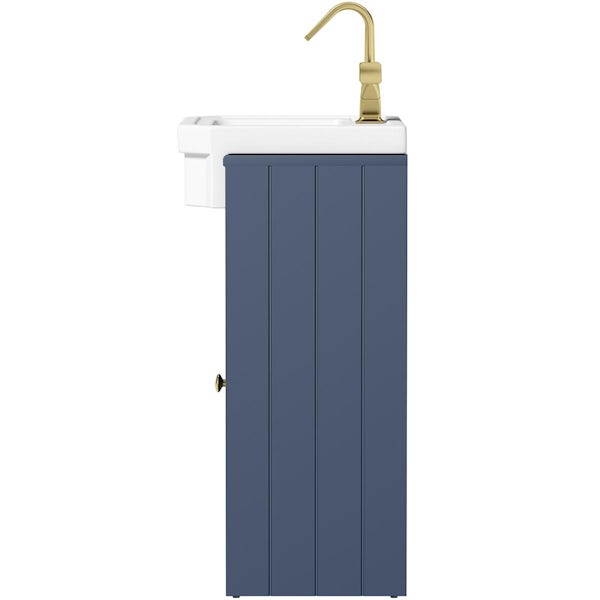 Orchard Dulwich navy floorstanding vanity unit and Eton semi recessed basin 600mm - brushed brass