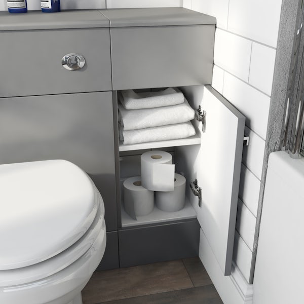 The Bath Co. Hatfield grey 1468mm combination with traditonal back to wall toilet and soft close seat
