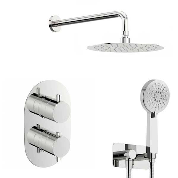 Spa Round Thermostatic Twin Shower Valve with Diverter and Slider Rail Set