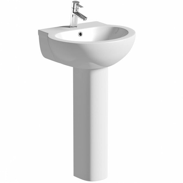 Clarity cloakroom suite with round full pedestal basin 540mm