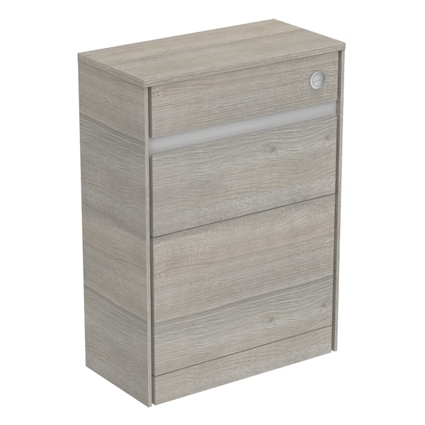 Ideal Standard Concept Air wood light grey back to wall unit, concealed cistern and push button