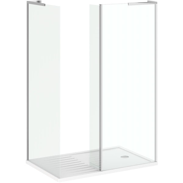 Mode 8mm walk in shower enclosure pack with return panel and walk in tray