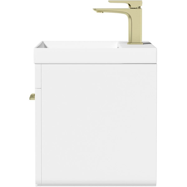 Mode Oxman white wall hung vanity unit and ceramic basin 600mm