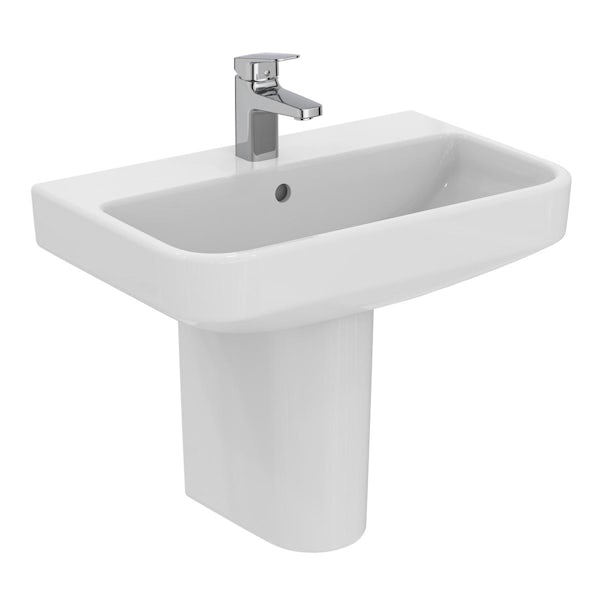 Ideal Standard i.life S 1 tap hole semi pedestal basin 600mm with fixing kit