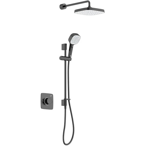Mira Evoco matt black dual thermostatic concealed mixer shower set