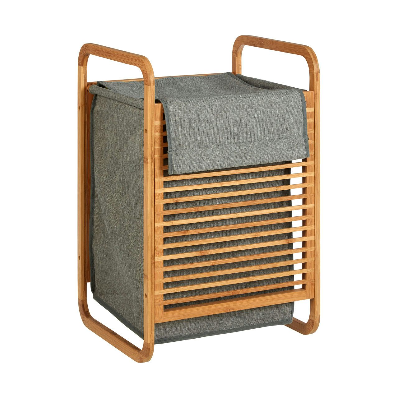 Accents Carrick bamboo and grey fabric laundry basket