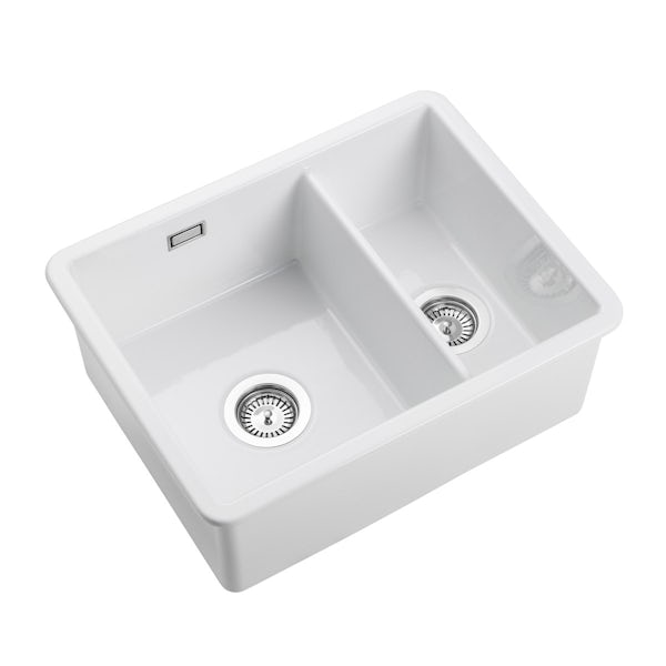 Rangemaster Rustique 1.5 bowl white ceramic kitchen sink