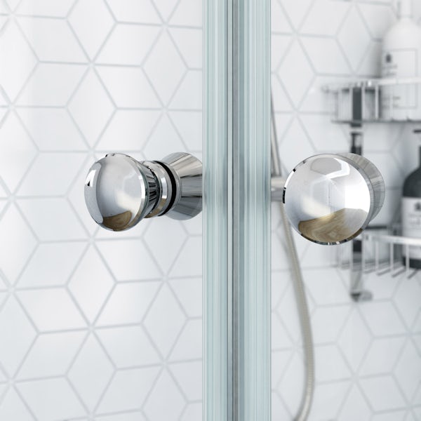 Clarity 4mm quadrant shower enclosure with Orchard square shower riser system