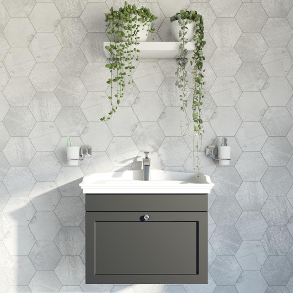 Calcolo light grey hexagon wall and floor tile 175 x 202mm