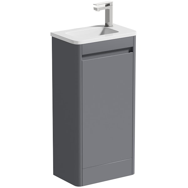 Mode De Gale grey cloakroom floorstanding vanity unit and right hand basin 410mm