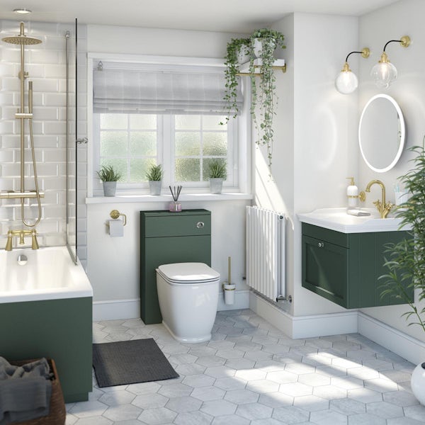 The Bath Co. Ascot green wall hung vanity unit and ceramic basin 600mm