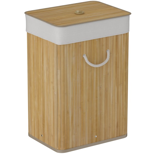 Natural bamboo rectangular laundry basket