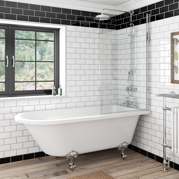 The Bath Co. Winchester oak freestanding shower bath suite