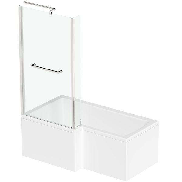 Orchard L shaped left handed shower bath 1500mm with 6mm shower screen and rail