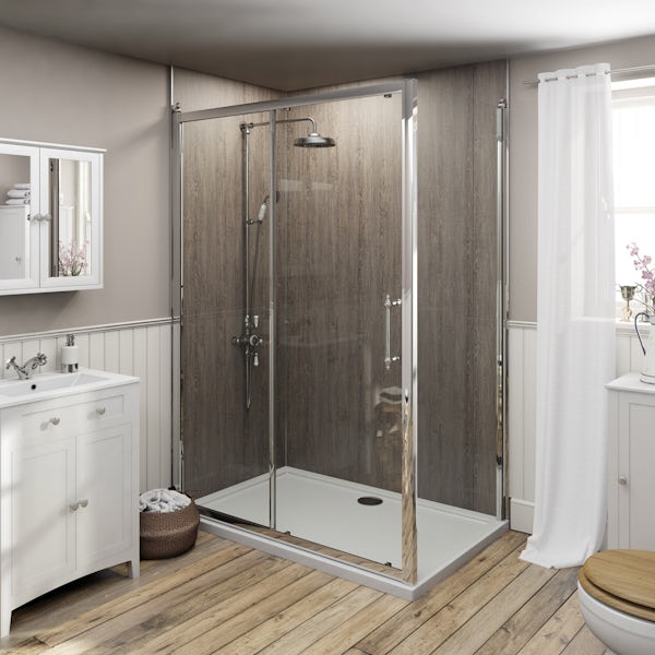 The Bath Co. 8mm traditional sliding shower enclosure with stone tray 1000 x 800