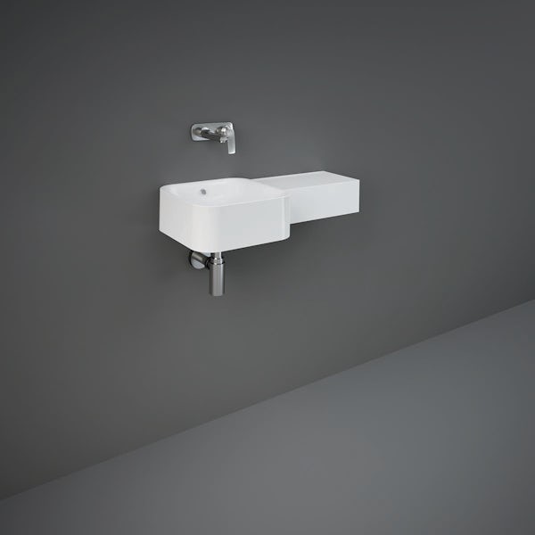 RAK Petit squared wall hung basin 765mm with right handed ledge