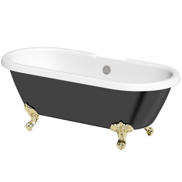 The Bath Co. Dulwich black roll top freestanding bath with gold claw feet 1695 x 740