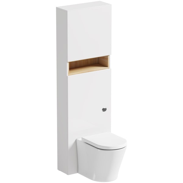 Tate white and oak tall toilet unit with Mode Arte back to wall toilet