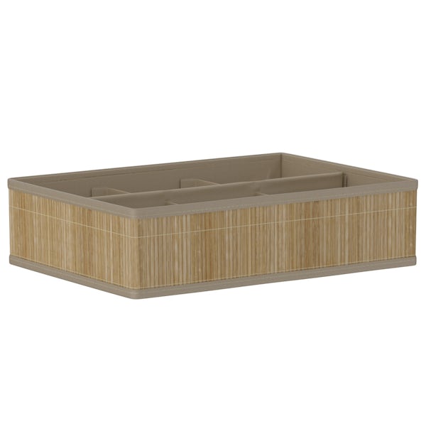 Natural bamboo 6 section storage basket