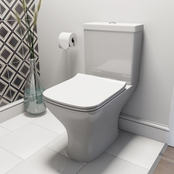 Derwent Square Close Coupled Toilet and Full Pedestal Basin